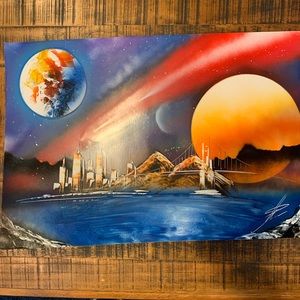 Spray Paint Art - Skyline, Galaxy, and Planets